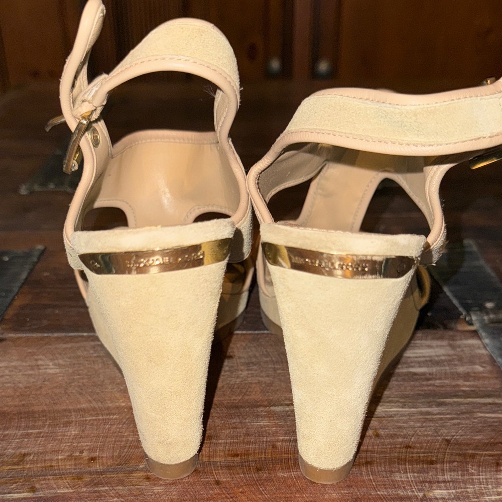 Michael Kors Nude Suede Slingback Heeled Sandals - Picture 4 of 5